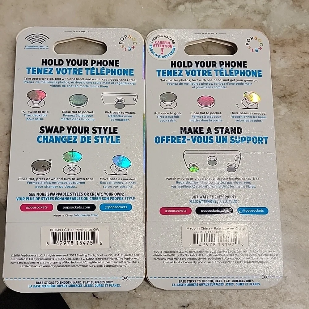 NWT POPSOCKET PopMinis Triple Black 3 Pack and FullSize Her Imminence Phone Grip